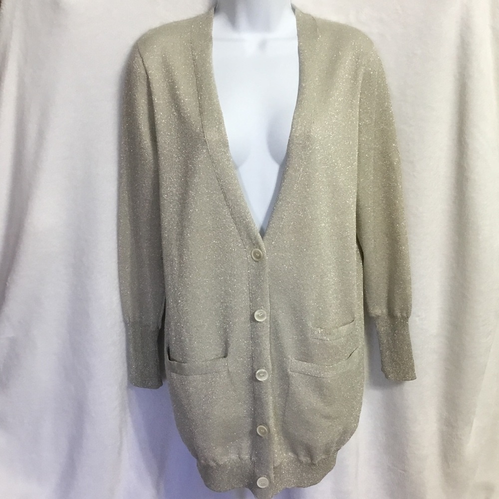 J Crew Tunic Sweater Gold Metallic